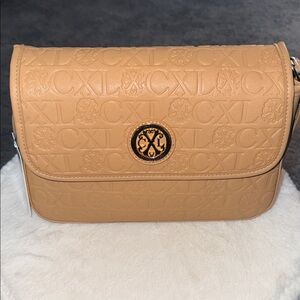 Christian Lacroix Tan Embossed Crossbody Bag
